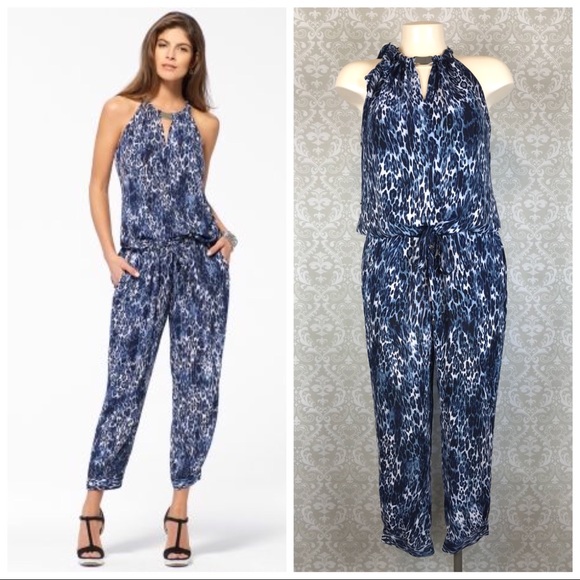 blue leopard print jumpsuit